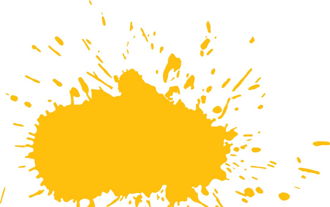 Dynamic Yellow Paint Splash on Transparent Background