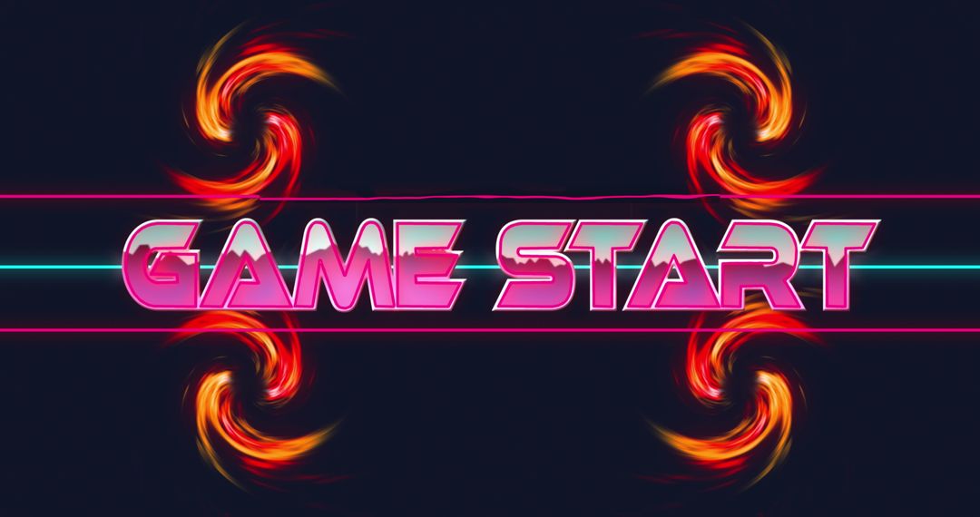Retro Futuristic Neon Game Start Prompt with Vivid Swirls
