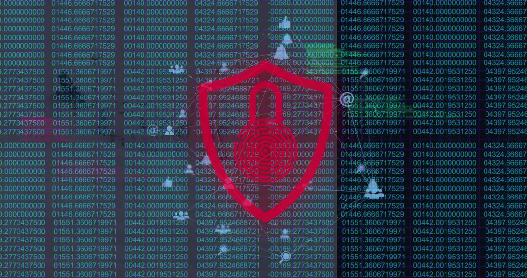 Cybersecurity Concept with Padlock and Digital Network Icons Over Data