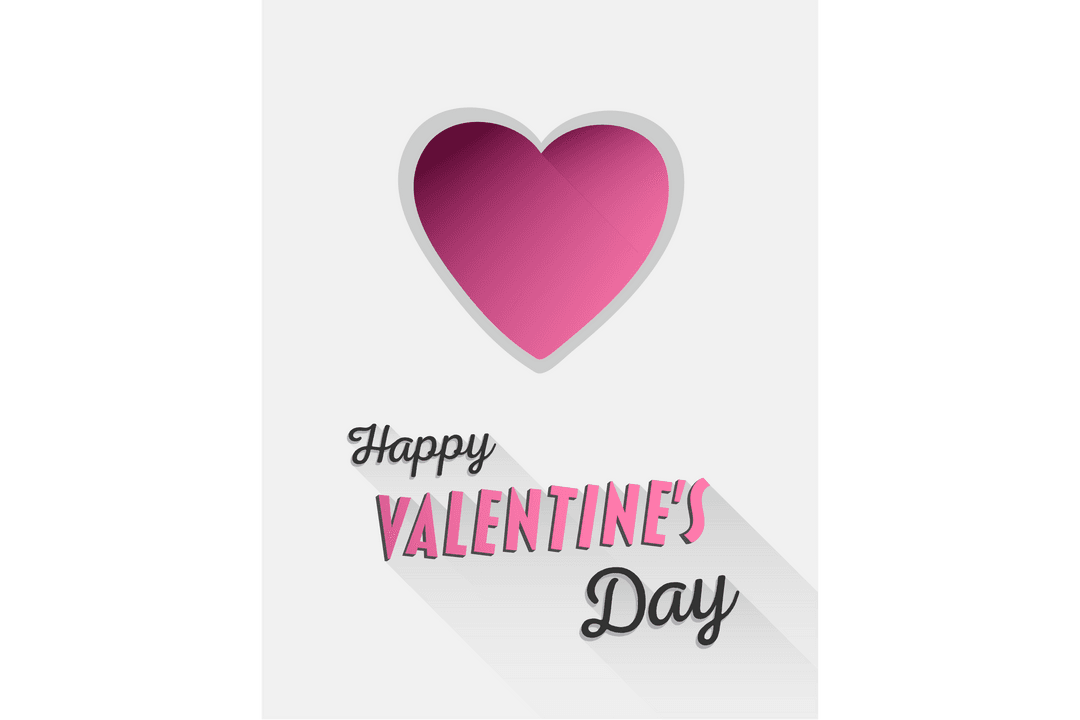 Happy Valentine's Day Card with 3D Heart on Transparent Background