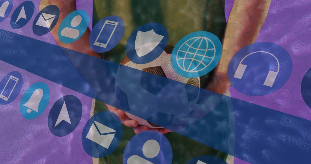 Athlete Integration in Technology Concept with Soccer and Digital Interface