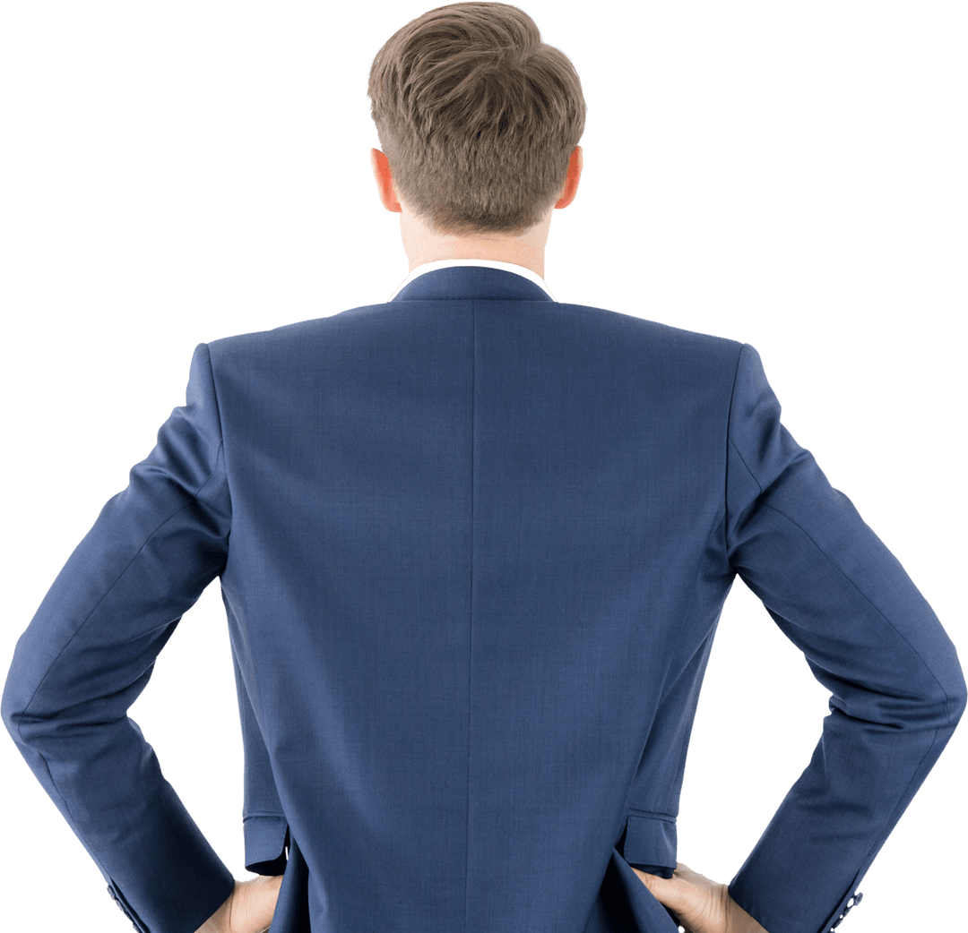 Confident Businessman in Blue Suit with Transparent Background