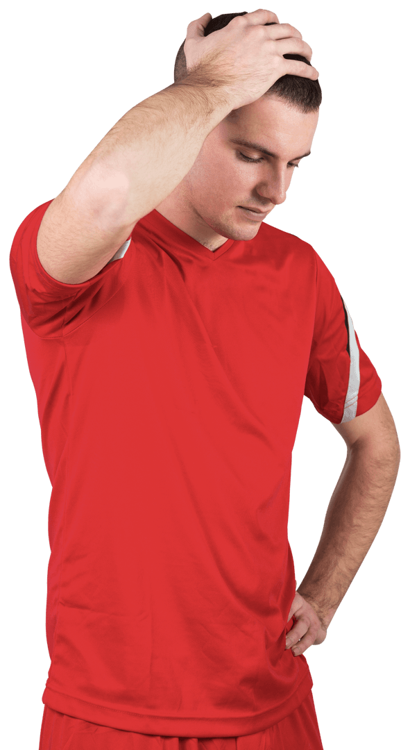 Transparent Disappointed Football Player Expressing Frustration