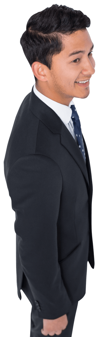 Smiling Biracial Businessman Standing in Formal Suit on Transparent Background