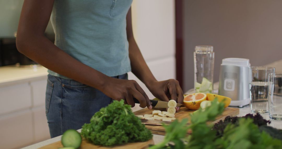 Close-Up of Person Preparing Fresh Smoothie with Vegetables and Fruits - Free Images, Stock Photos and Pictures on Pikwizard.com