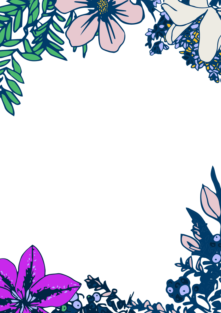 Transparent Floral Frame with Colorful Flower Arrangement