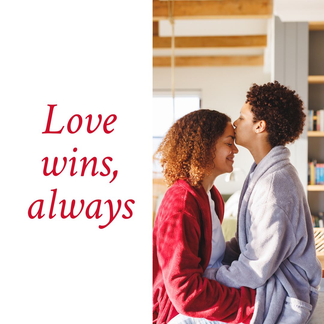 Loving Diverse Female Couple Showing Affection at Home