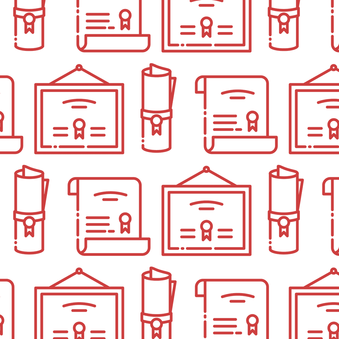 Red Diploma Illustrations on Transparent Pattern Background