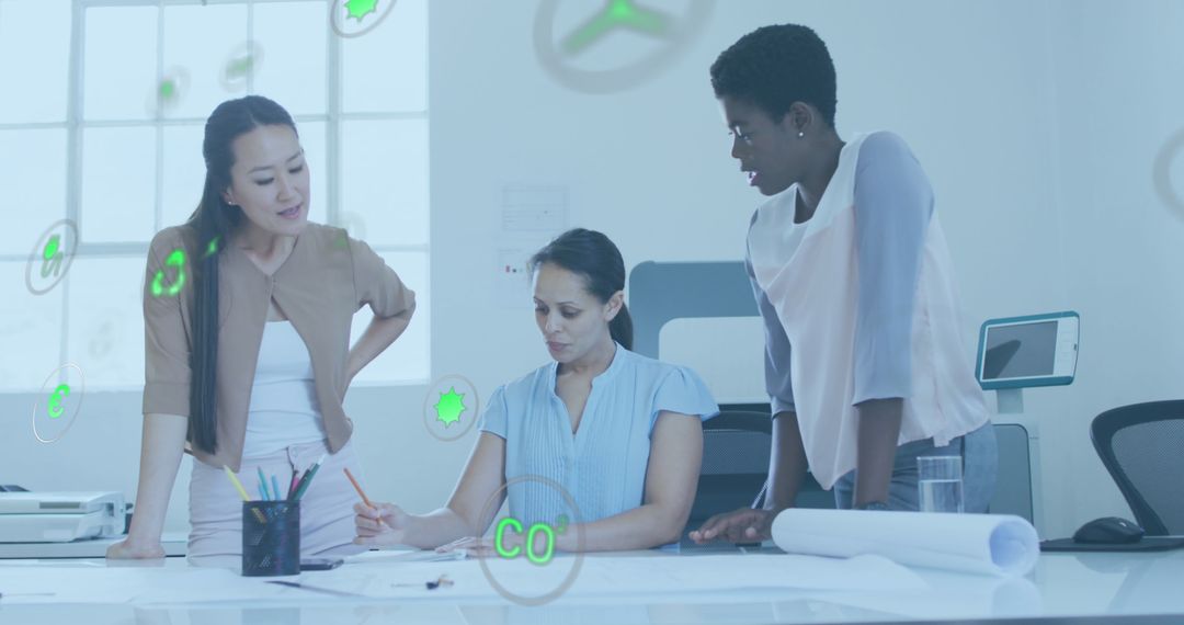 Diverse Female Architects Collaborating on Project