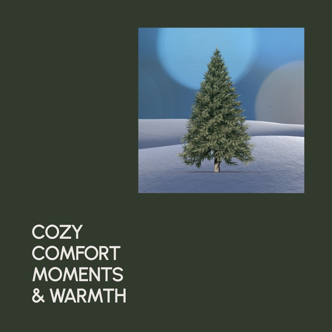 Christmas Tree in Winter Landscape with Cozy Comfort Moments and Warmth Text - Download Free Stock Templates Pikwizard.com