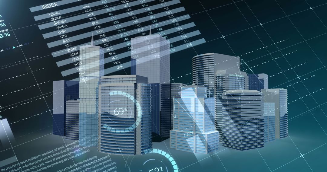 Digital Finance Processing Over Futuristic Cityscape