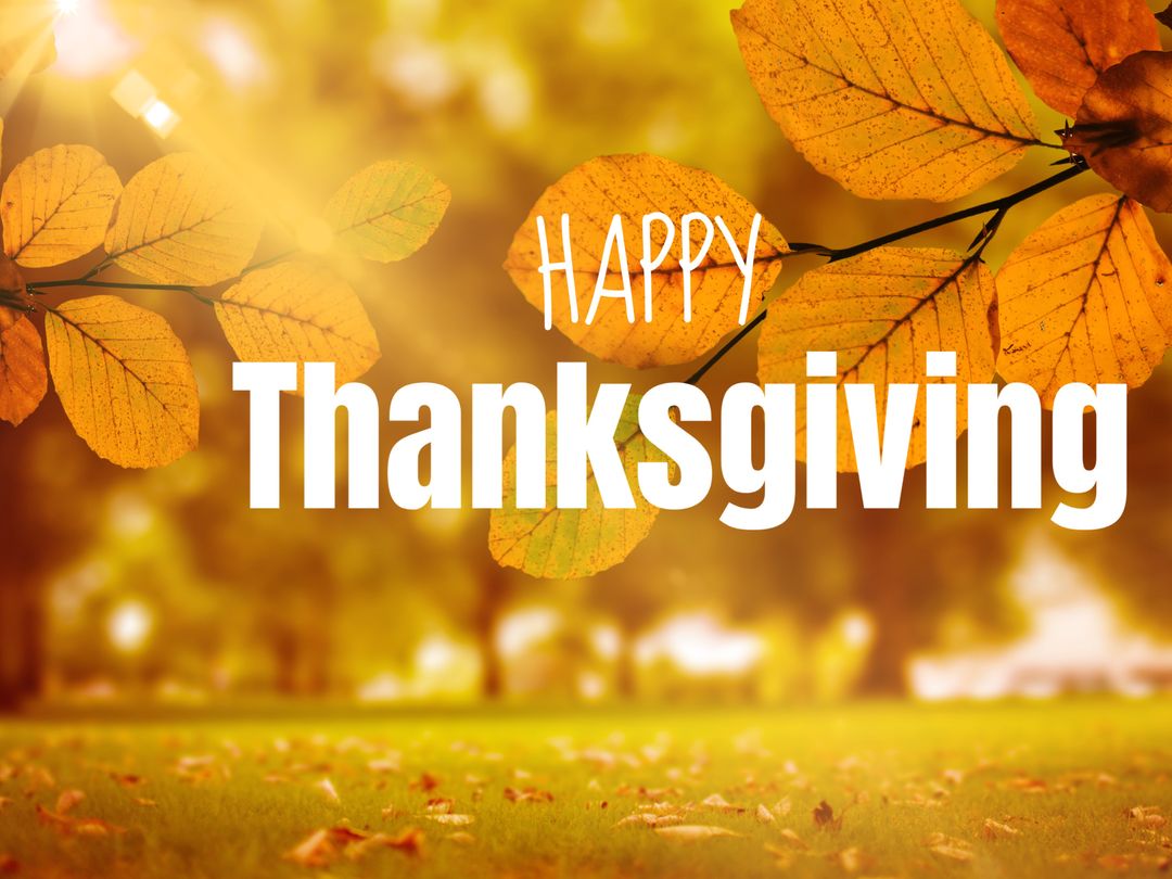 Autumn Thanksgiving Greeting with Golden Leaves