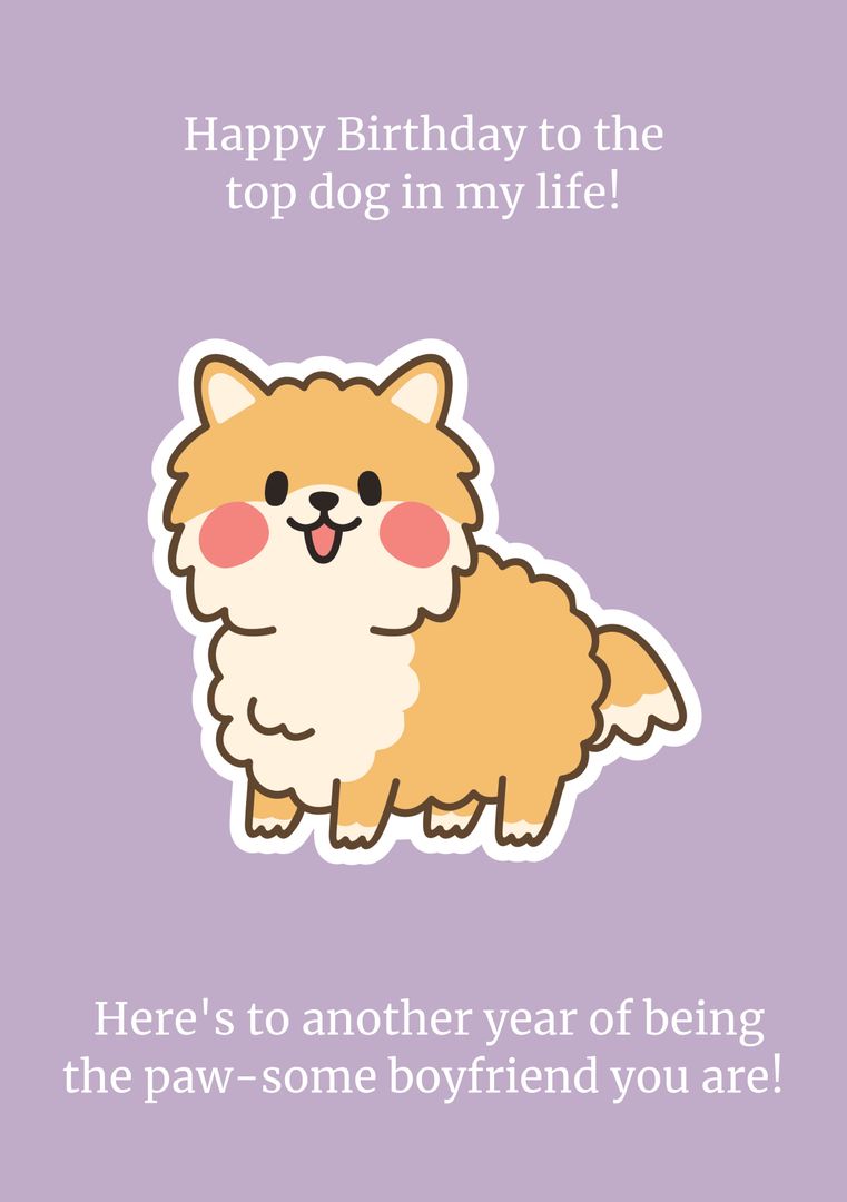 Adorable Cartoon Dog Greeting Card for Birthday or Pet Adoption - Download Free Stock Templates Pikwizard.com
