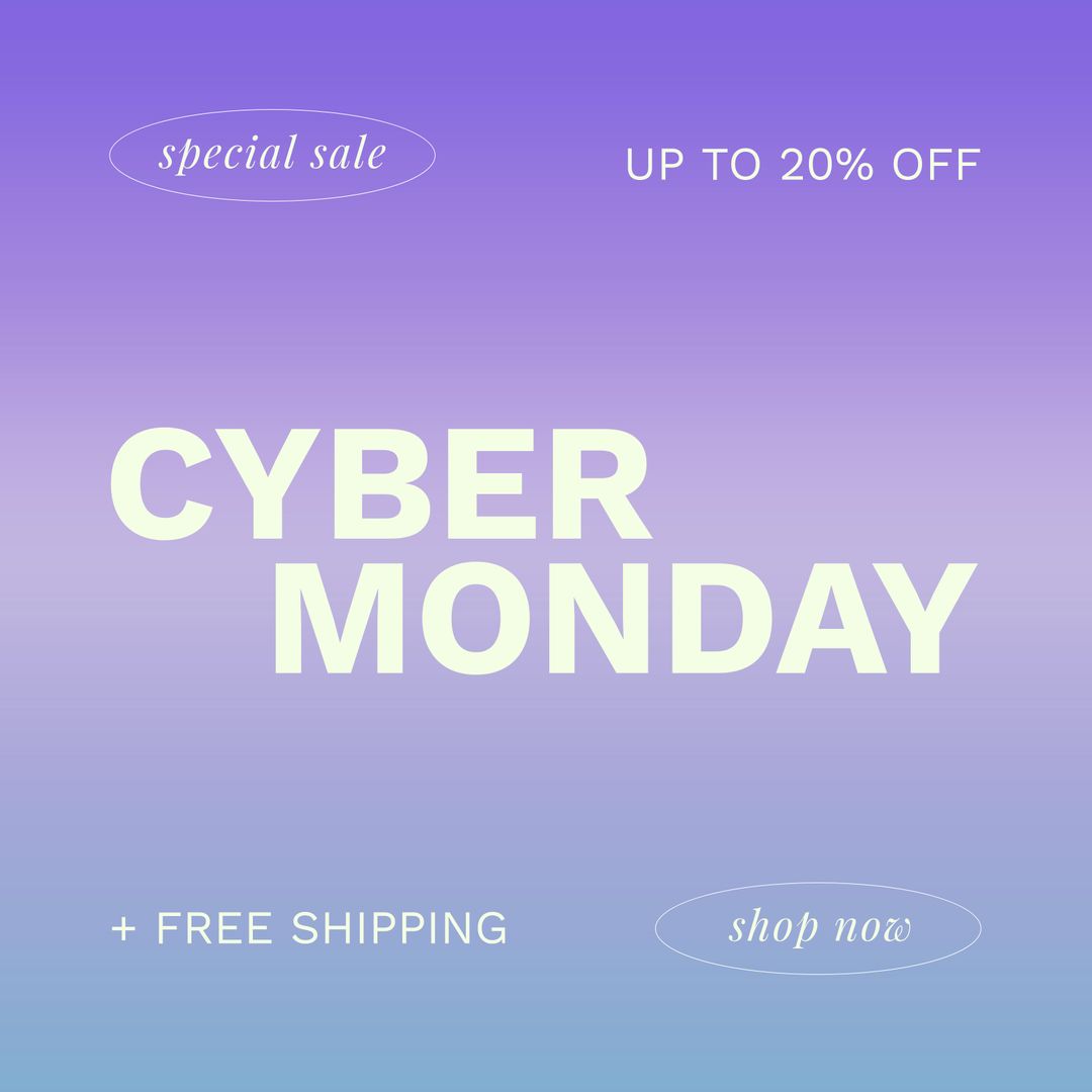 Cyber Monday Sale Announcement with Discount and Free Shipping