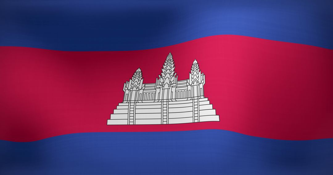 Waving Cambodian Flag with Elegant Movement