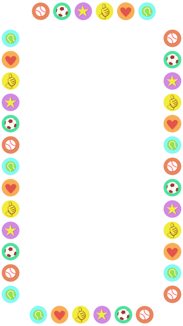 Transparent Decorative Border with Playful Cartoon Icon Frame