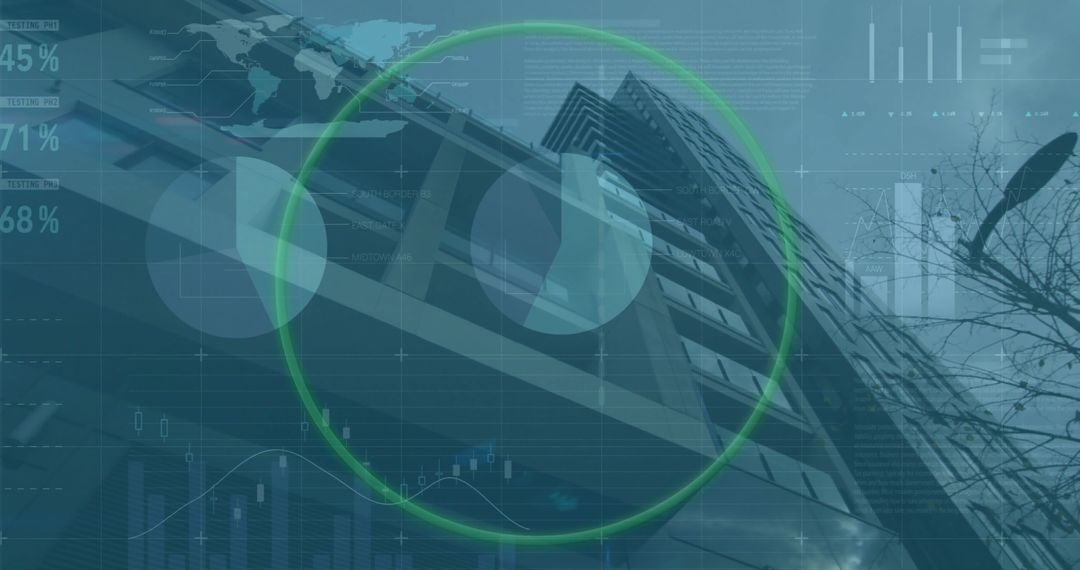 Futuristic Financial Data and Analytics Concept with Global Map