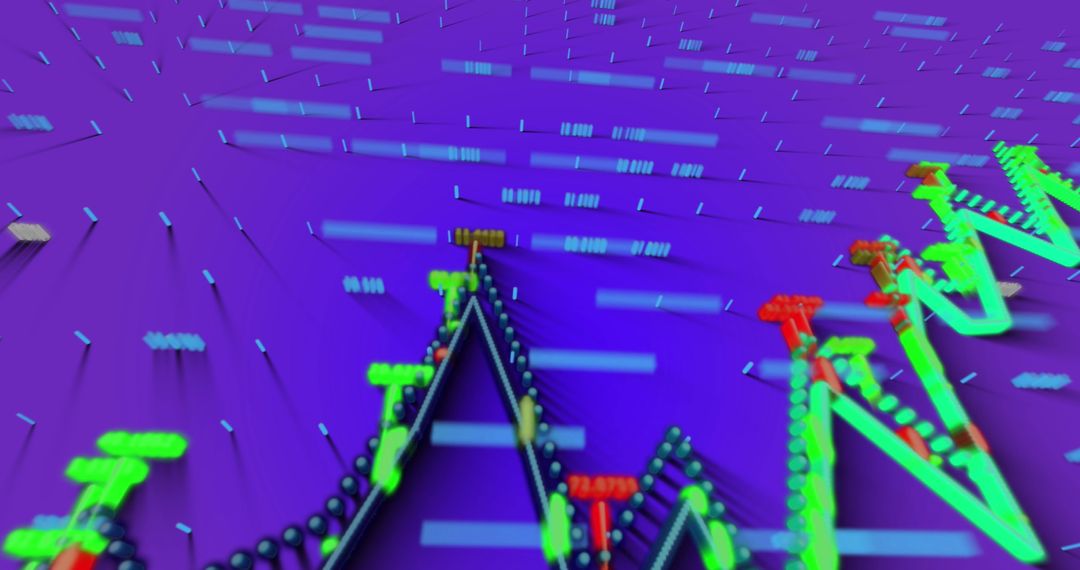 Digital Data Processing Bright on Blue Background