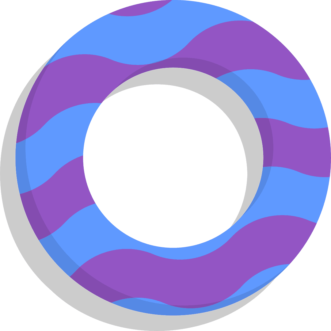Vibrantly Striped Abstract Torus on Transparent Background