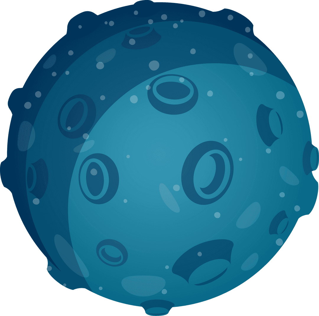 3D Blue Celestial Sphere with Craters and Transparent Background