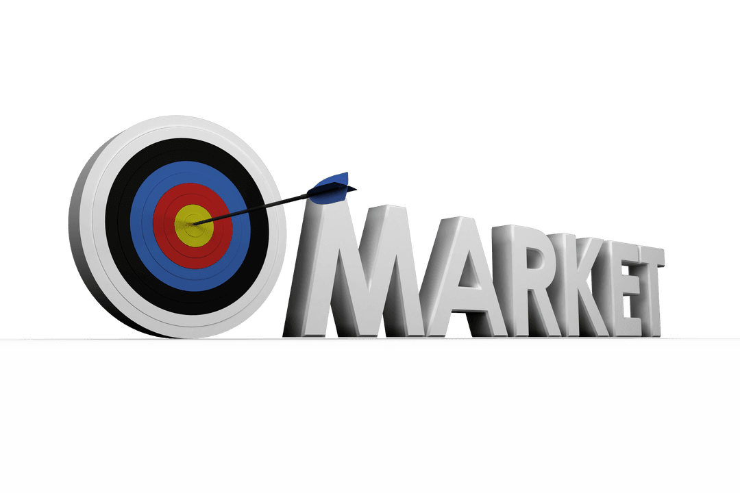 Market Strategy Concept with Bullseye Target on Transparent Background