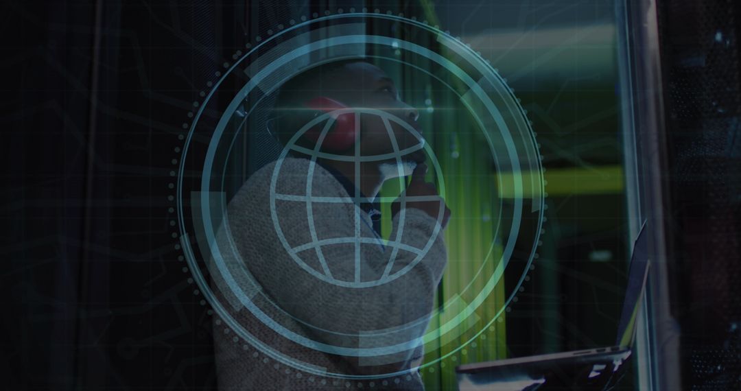 Engineer Utilizing Cyber Security Technology in Data Center