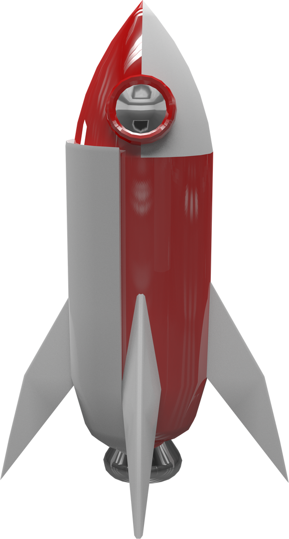 Shiny Transparent Red and White Retro Space Rocket with Porthole - Download Free Stock Images Pikwizard.com