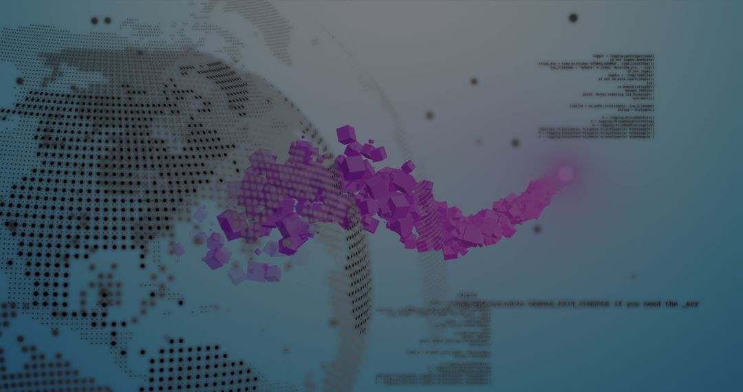 3D Data Stream Flowing Around Digital Globe