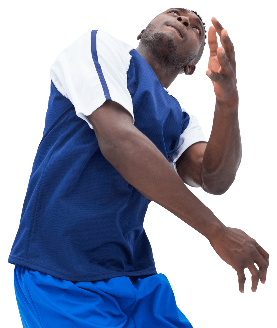 Athletic Soccer Player Attempting Dynamic Header on Transparent Background