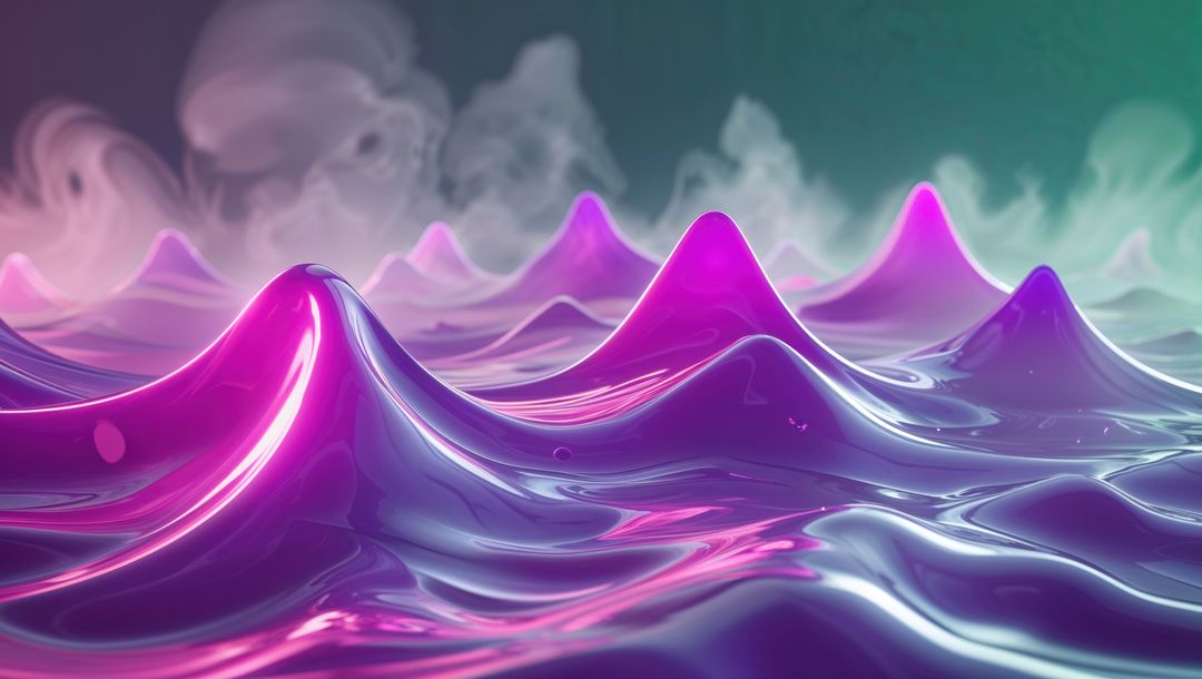 Futuristic Neon Mist and Surreal Fluid Peaks