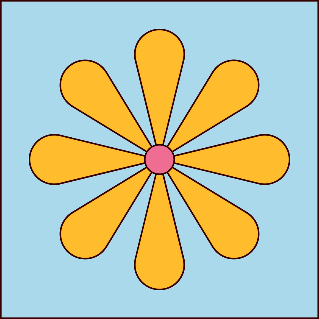 Transparent Geometric Flower with Vibrant Yellow-Orange Petals