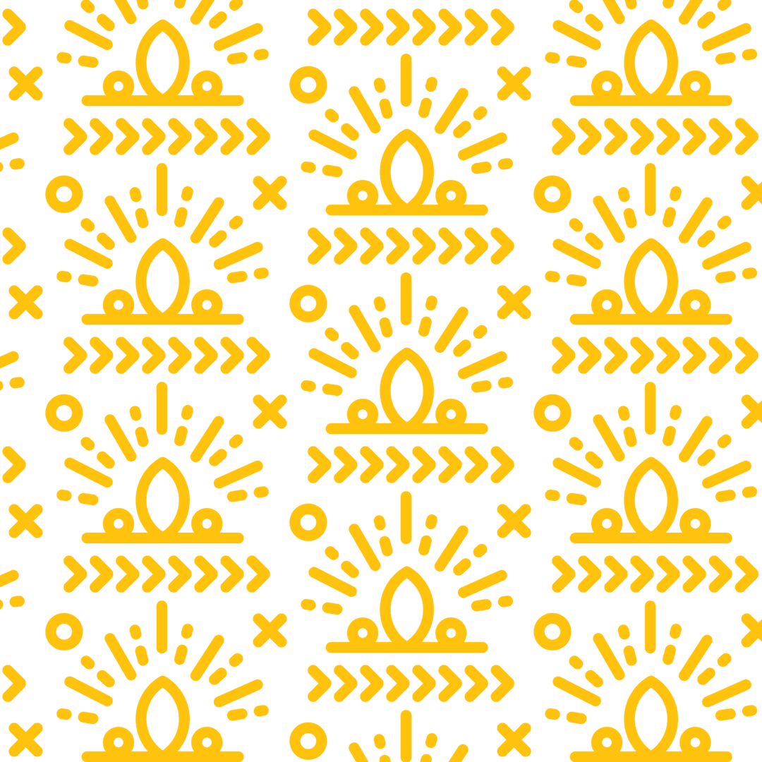 Intricate yellow repeating pattern on transparent background