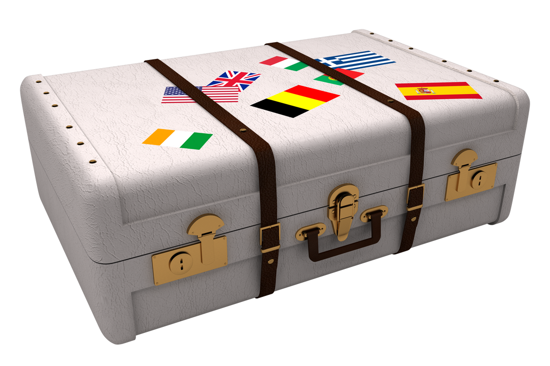 Vintage Travel Suitcase with National Flags Transparent PNG - Download Free Stock Images Pikwizard.com