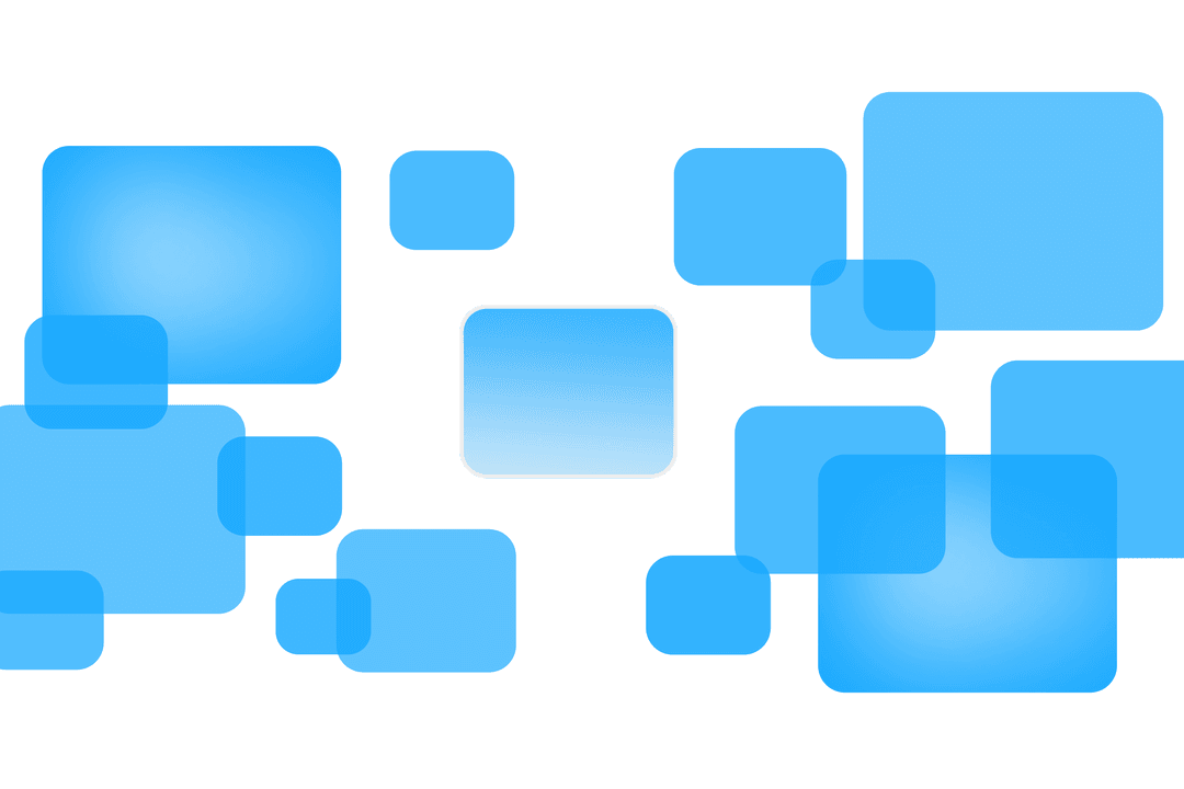 Floating Abstract Blue Rectangles on Transparent Background