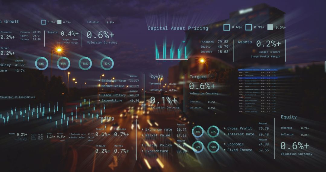 Digital Financial Data Over Cityscape Illustrating Global Networks