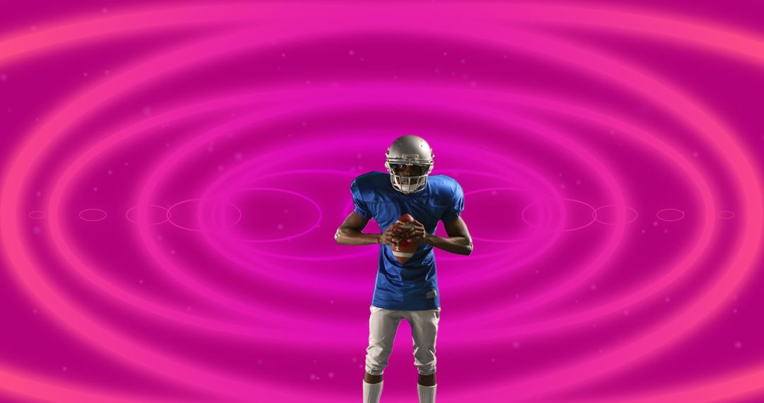 African American Rugby Player with Futuristic Circular Design