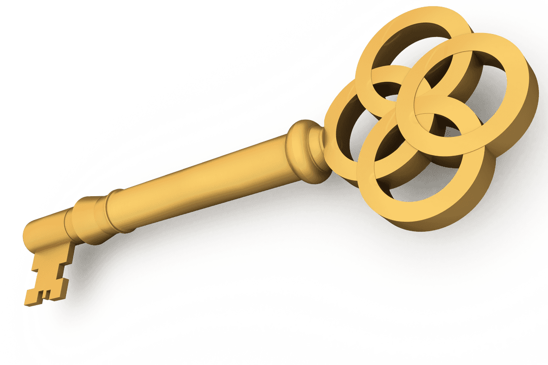 Yellow Key Illustration on Transparent Background for Design Projects