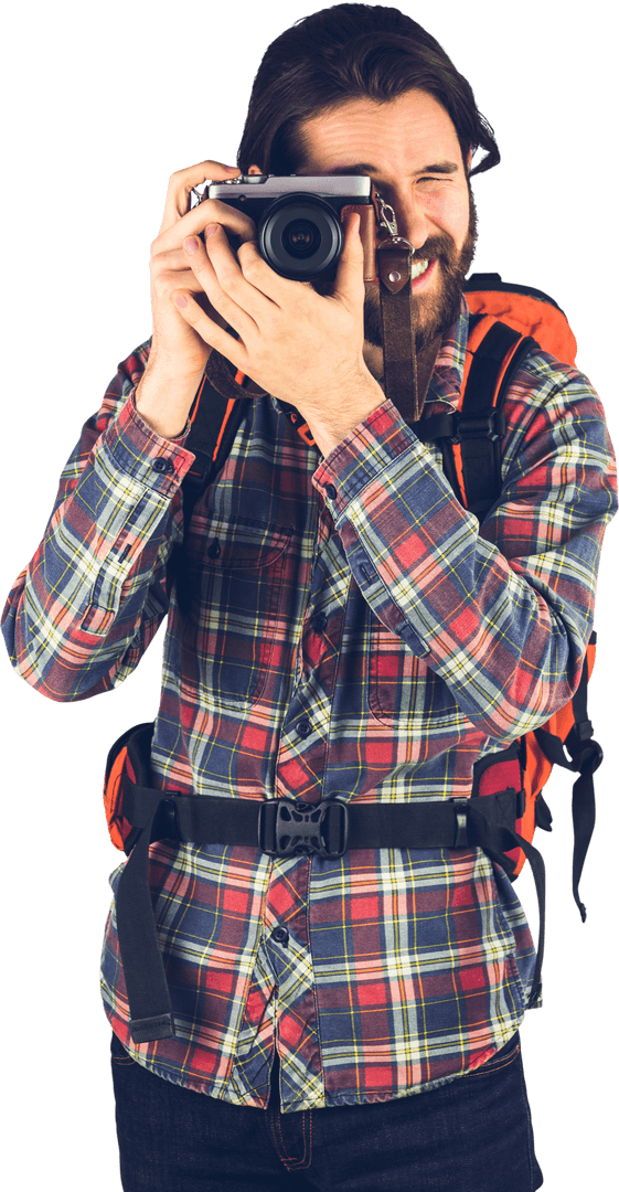 Traveler with Camera Capturing Outdoor Moments Transparent