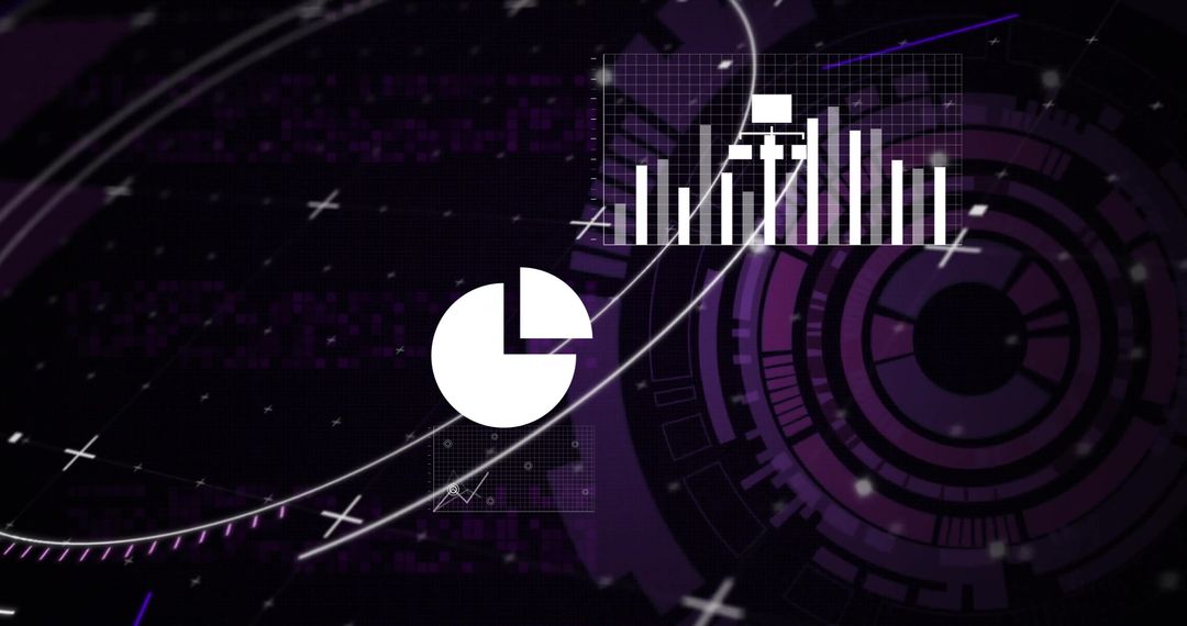 Abstract Digital Data Visualization with Pie and Bar Charts