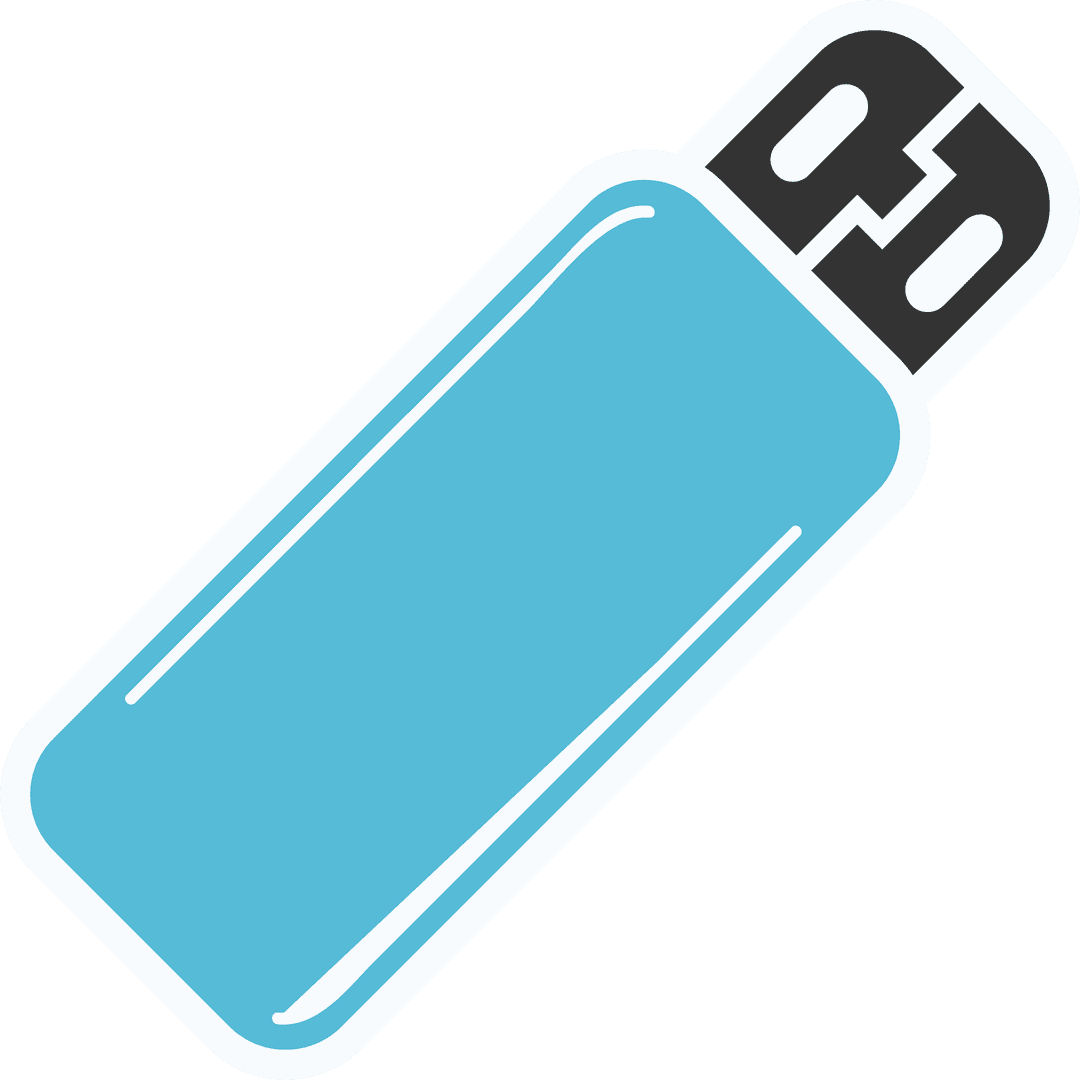Minimalist USB Flash Drive Icon Illustration on Transparent Background
