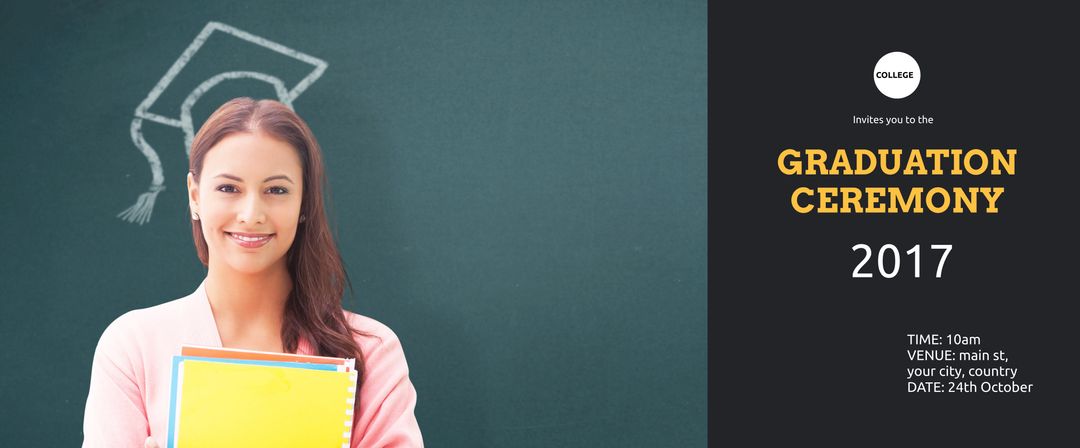 Bright Graduation Invitation Template Featuring Smiling Graduate