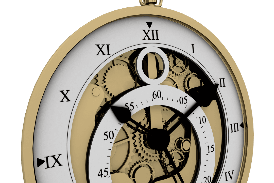 Transparent Vintage Pocket Watch with Visible Mechanism