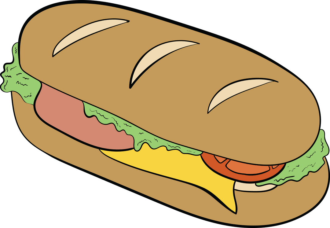 Digital Sandwich Illustration on Transparent Background Vector