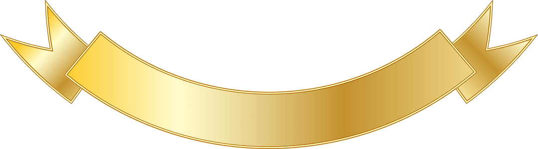 Gold Ribbon Banner on Transparent Background for Text or Decoration