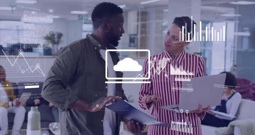 Digital Professionals Analyzing Data on Cloud Platform Interface