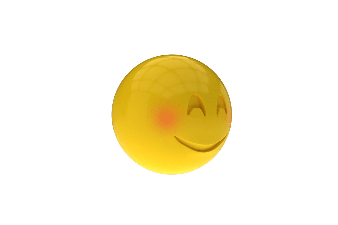 Cheerful Yellow Smiling Emoji on Transparent Background