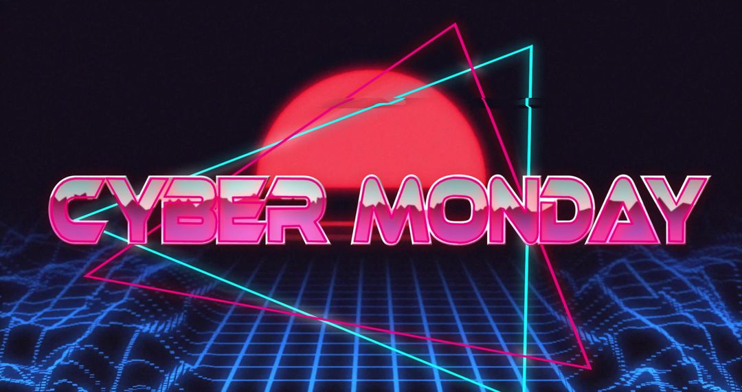 Cyber Monday Retro Digital Background with Neon Glow