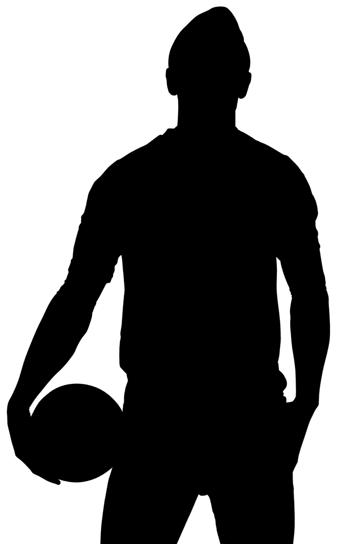 Silhouette of Man Sporting Ball on Transparent Background