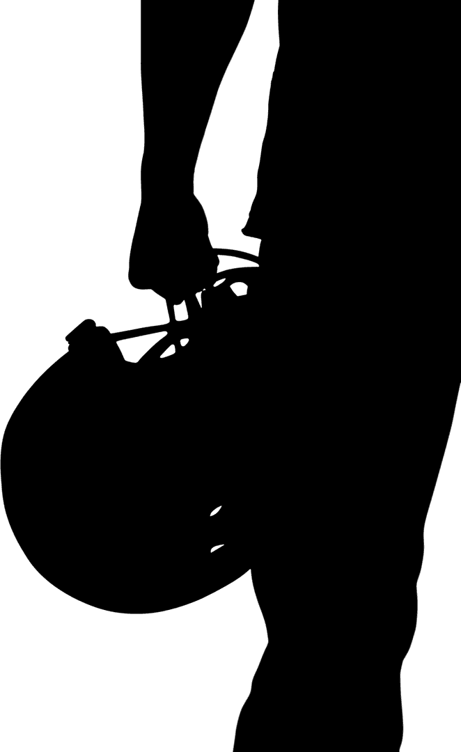 Transparent Silhouette of Man Holding Football Helmet in Profile