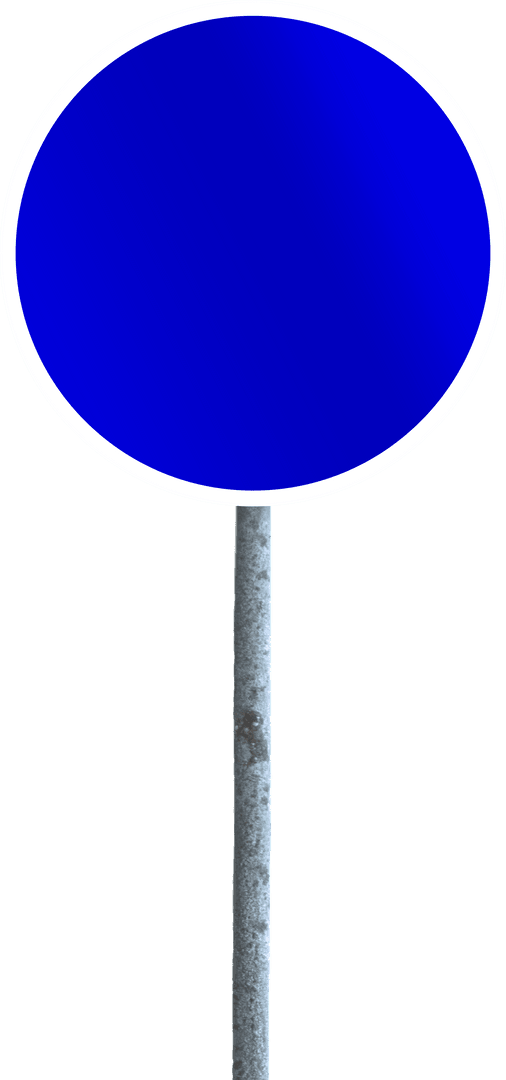 Blue Circle Road Sign Mockup on Transparent Background